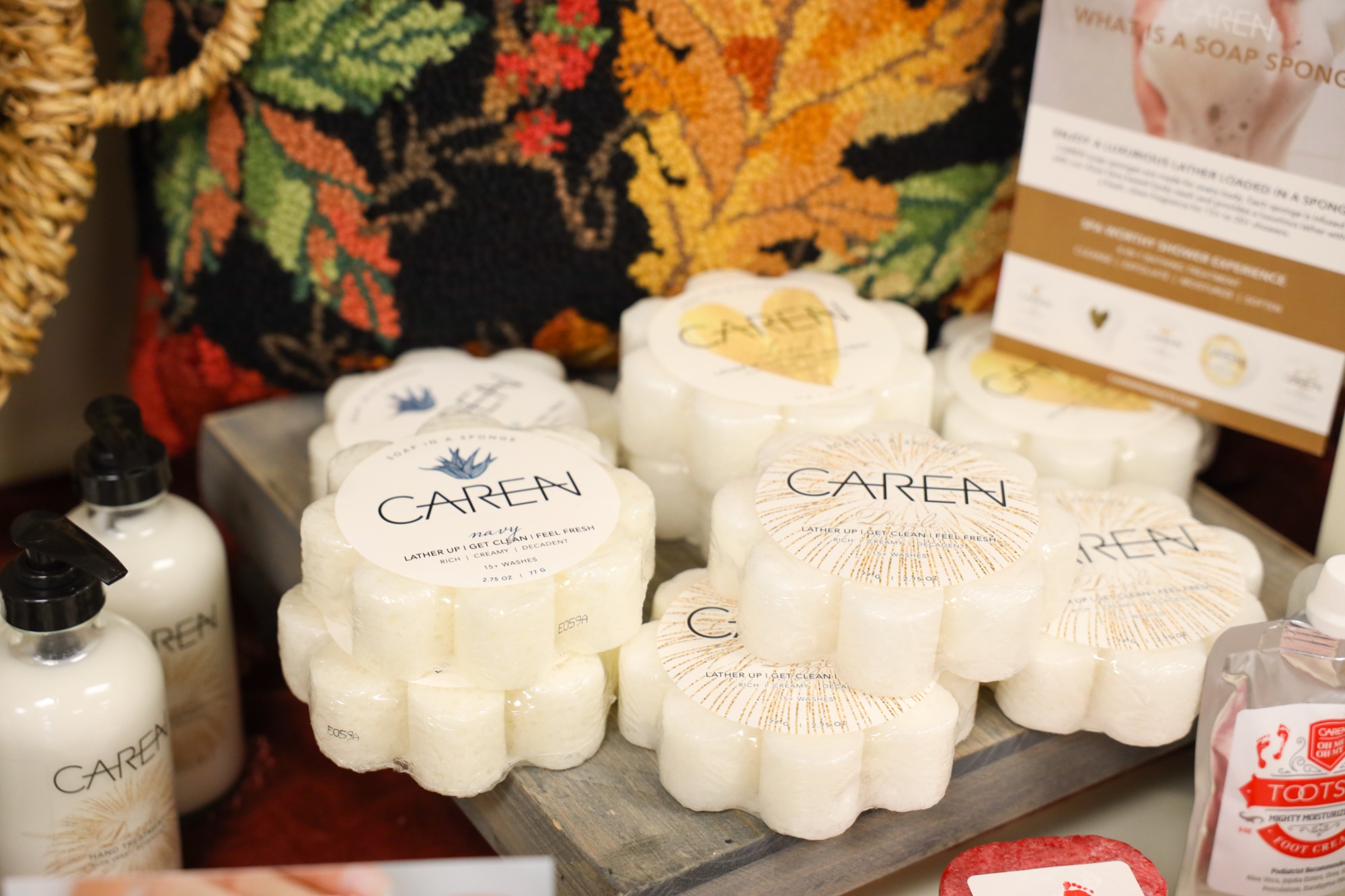 Hand-poured candles on display