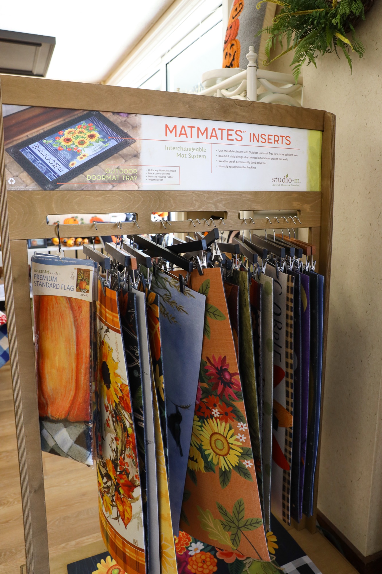 Doormats and entryway accents on display