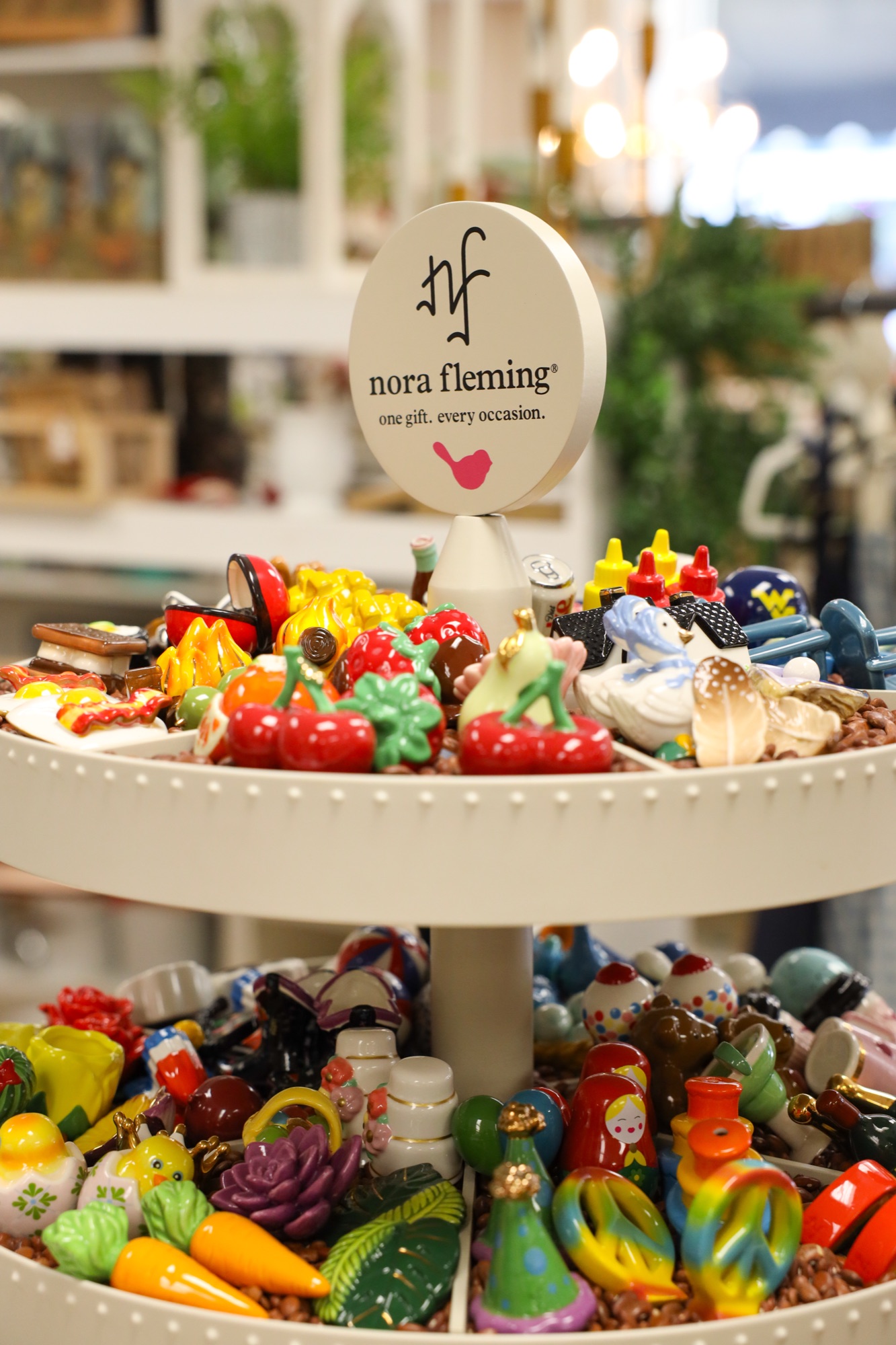 Nora Fleming serveware and seasonal minis on display at The Finishing Touch Store