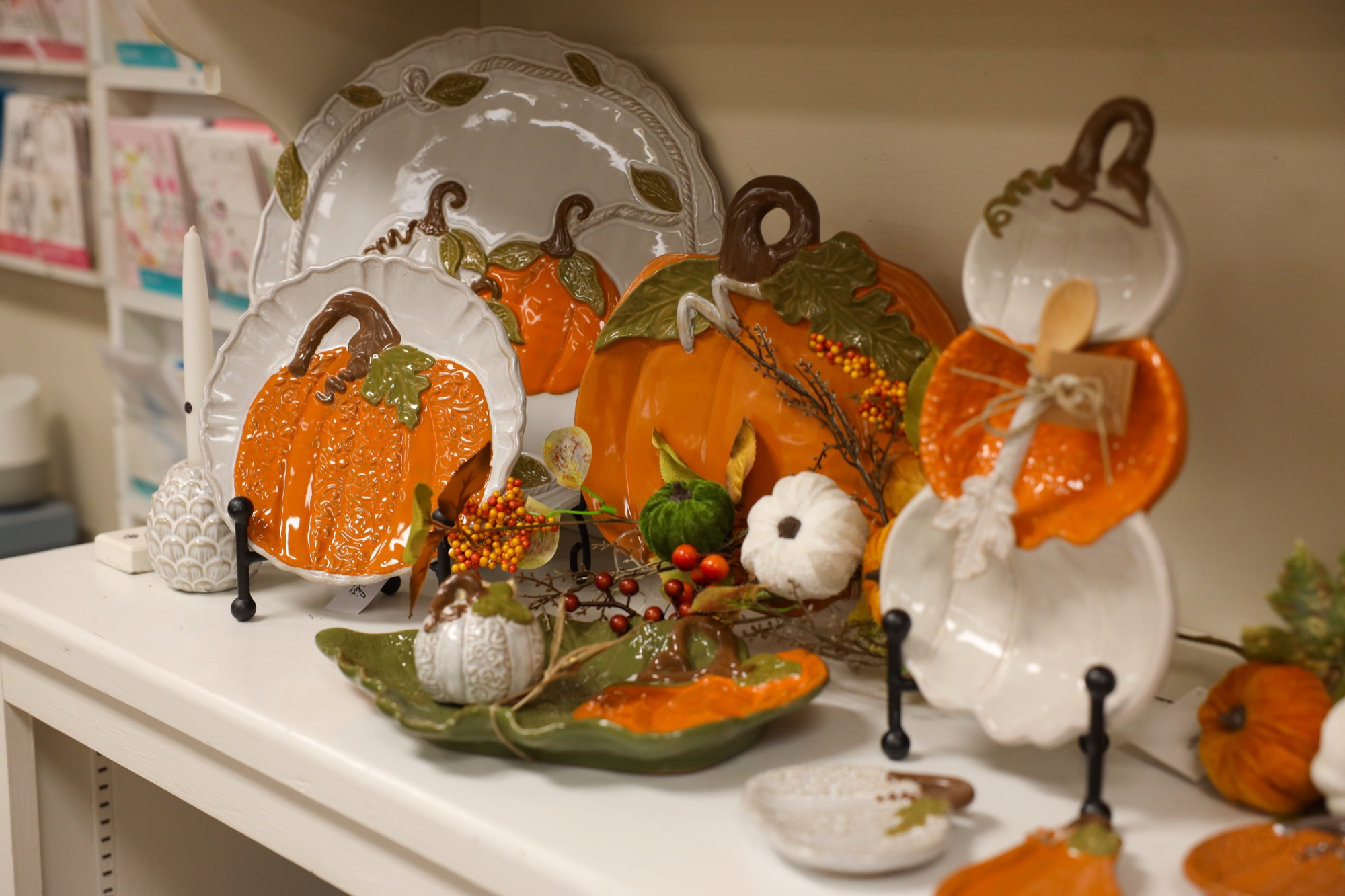 Pumpkin platter and fall entertaining display at The Finishing Touch Store