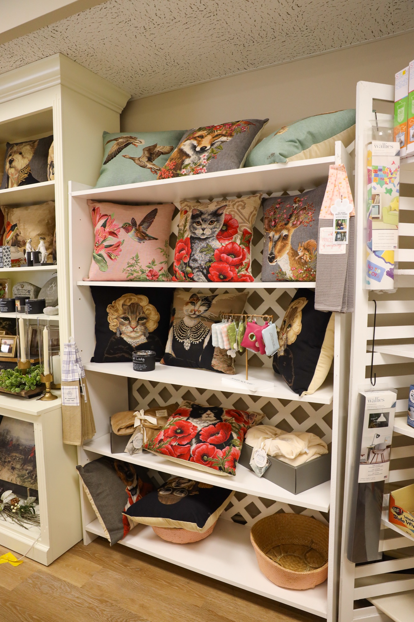 Tapestry pillows on display at The Finishing Touch Store